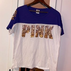 PINK purple and white sparkle tee.